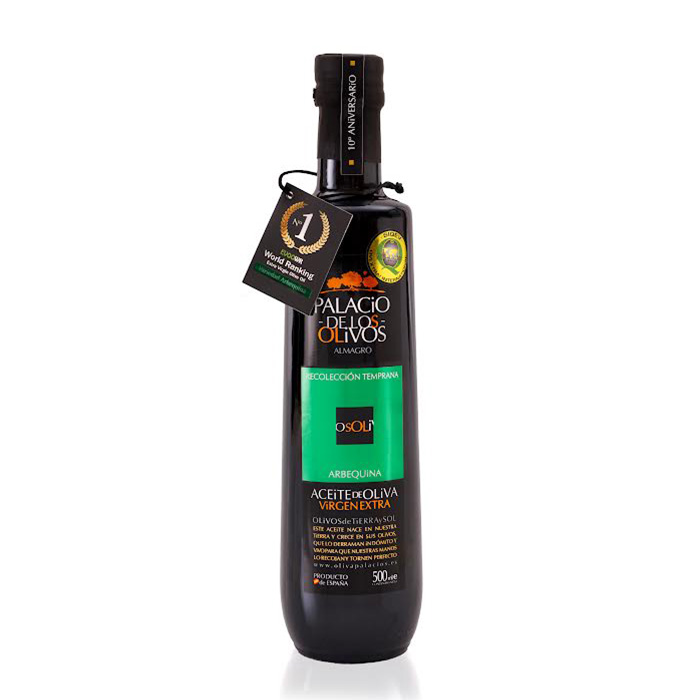 Botella de AOVE Palacio de los Olivos variedad Arbequina 500ml