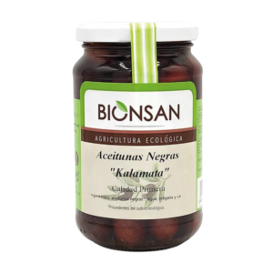Tarro de aceitunas negras Kalamata ecológicas Bionsan 200 g